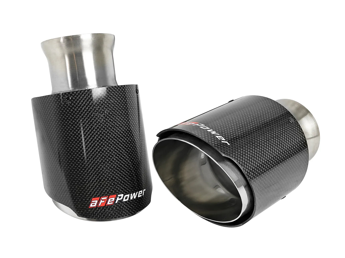 aFe MACH Force-Xp 4-1/2 IN Carbon Fiber/Stainless Steel Direct-Fit Exhaust Tip Set For Charger 2015-23 6.2L/6.4L