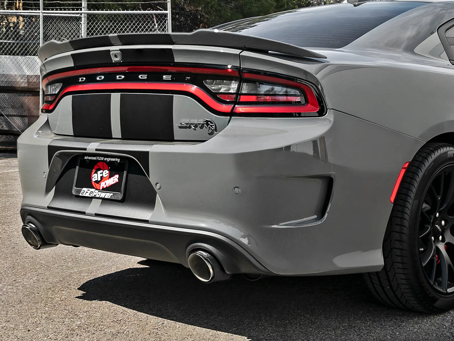 aFe MACH Force-Xp 4-1/2 IN Carbon Fiber/Stainless Steel Direct-Fit Exhaust Tip Set For Charger 2015-23 6.2L/6.4L