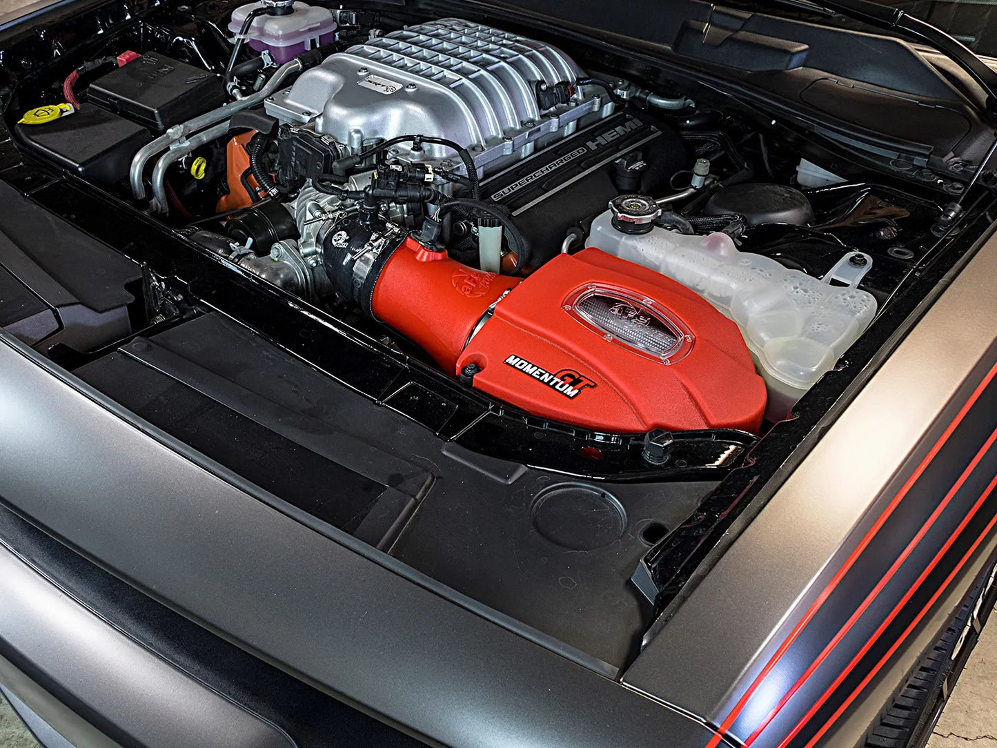 aFe Momentum GT Cold Air Intake System in Raising Hell Red w/ Pro DRY S Filter For 2015-16 Hellcat Charger/Challenger