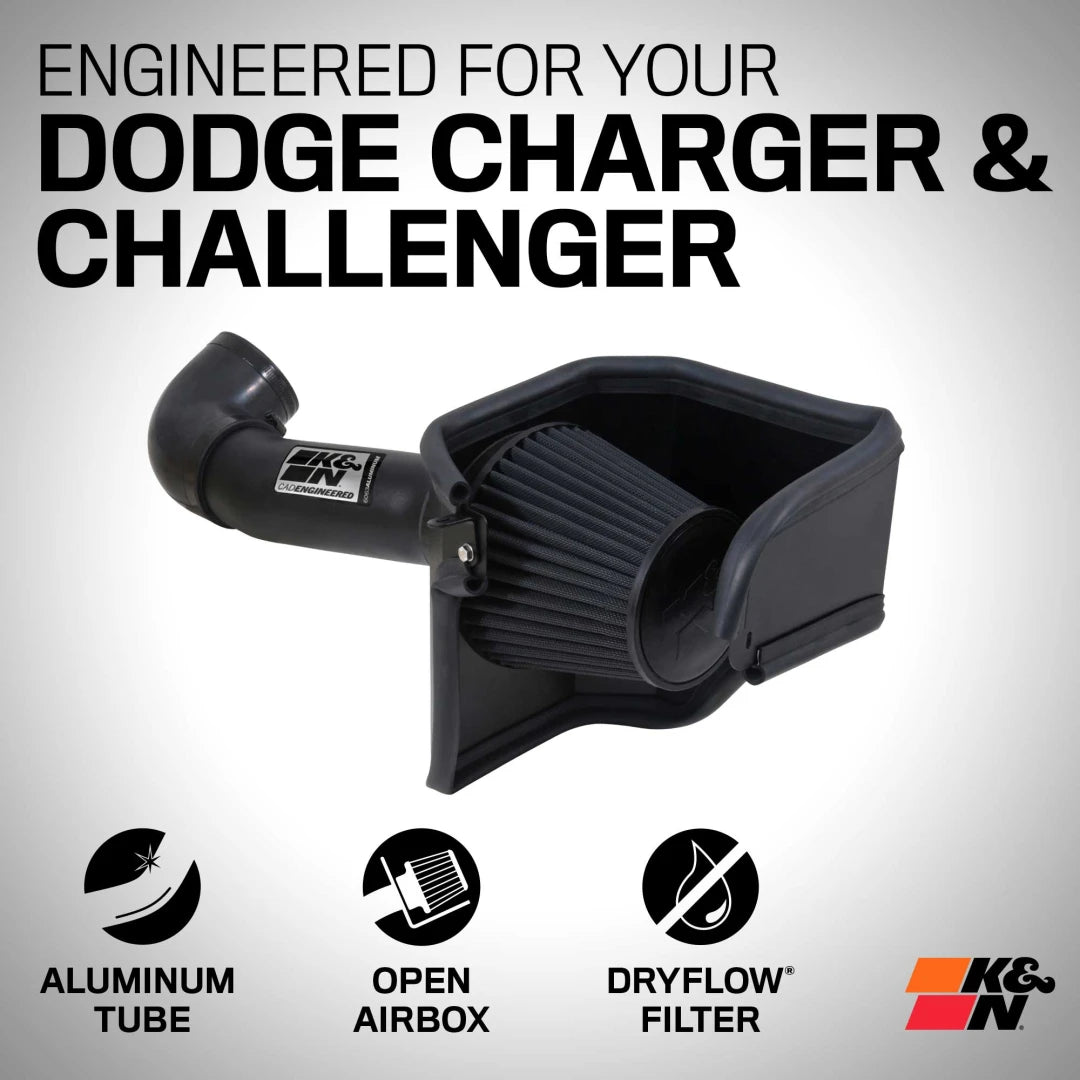 K&N Cold Air intake - DryFlow, Aluminum Tube For 2005+ 6.1/5.7 Charger/Challenger/300