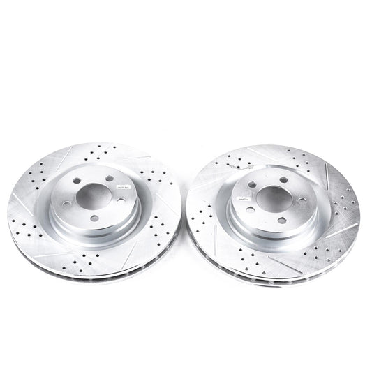 PowerStop Evolution Drilled, Slotted & Zinc Plated Front Rotors For Charger/Challenger/300/ Magnum