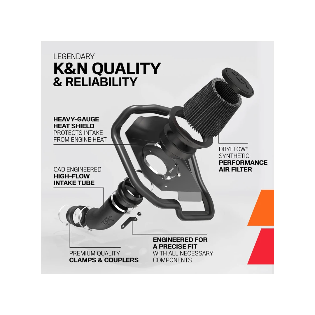 K&N Cold Air intake - DryFlow, Roto-Mold Tube For 2011+ 5.7L Grand Cherokee/Durango