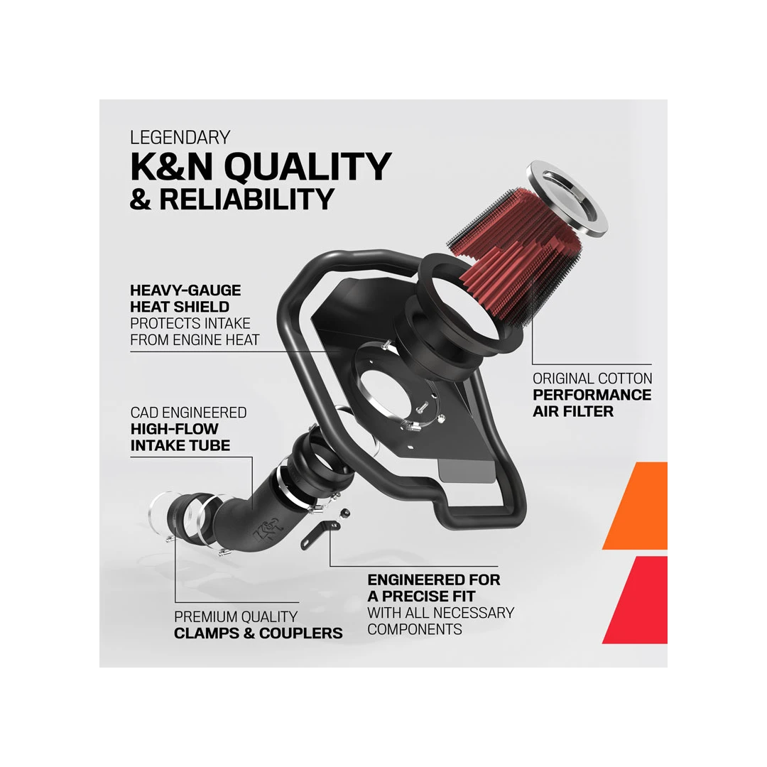 K&N Cold Air intake - High-Flow, Roto-mold Tube For 2017+ 6.2L Charger/Challenger