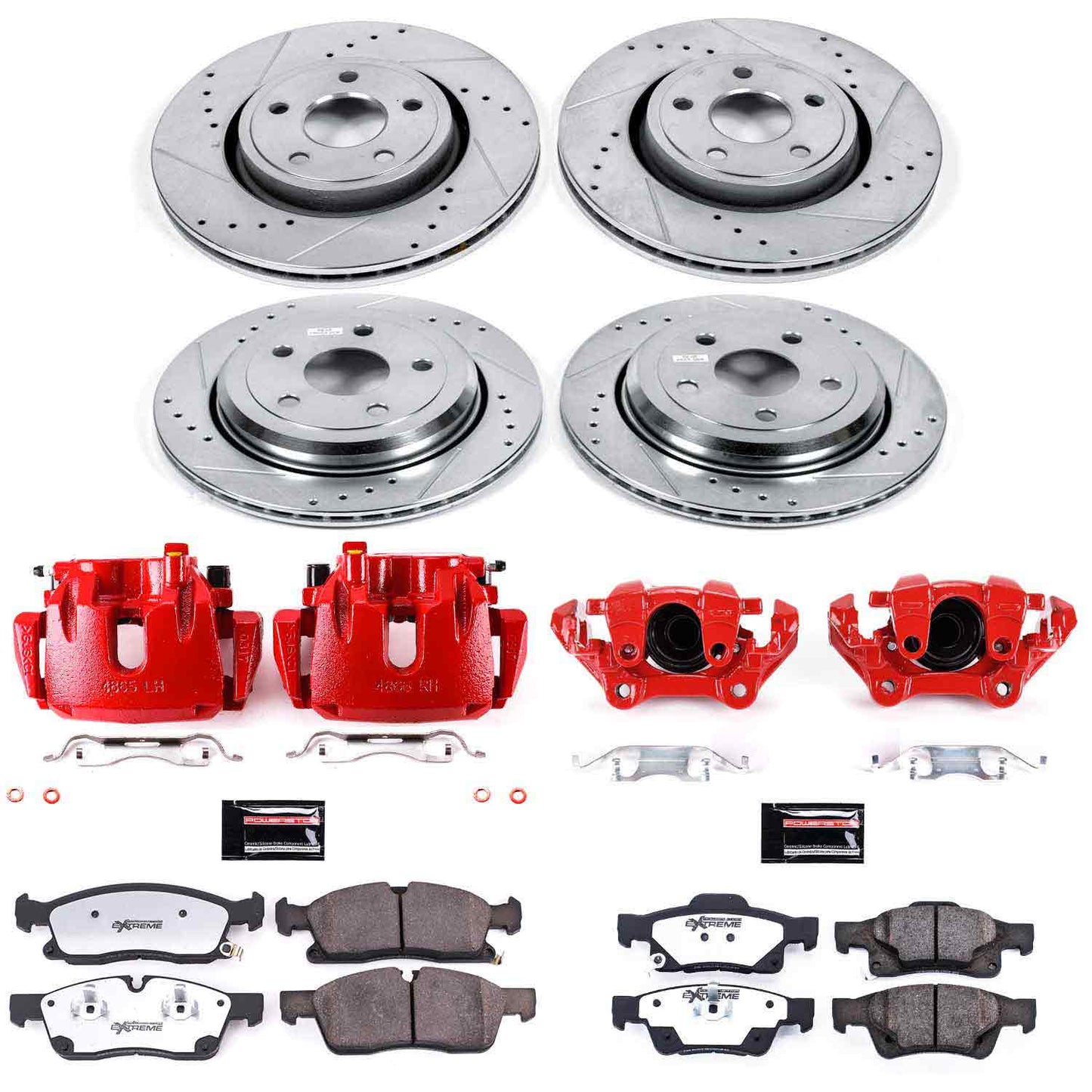 PowerStop Z36 Truck & Tow Front & Rear Brake Upgrade Kit With Powder Coated Calipers For 5.7/3.6 Grand Cherokee