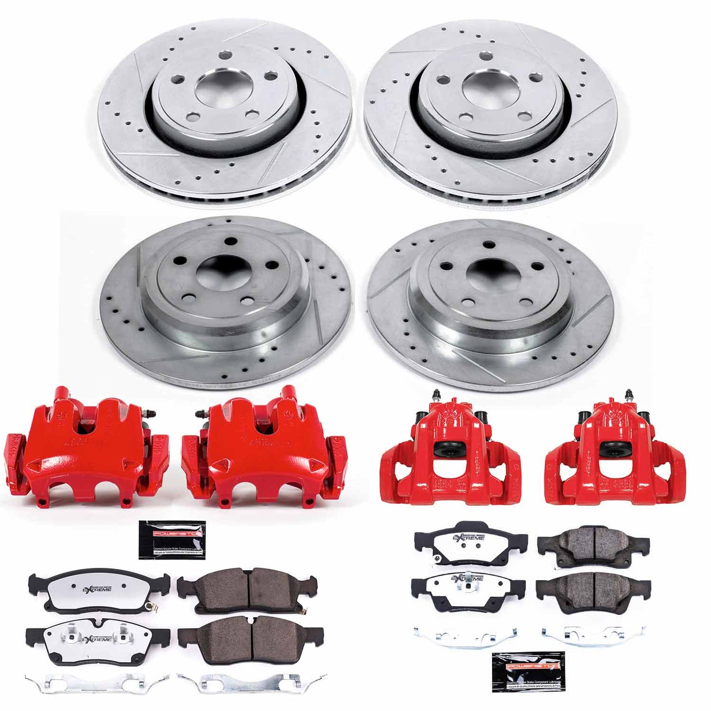 PowerStop Z36 Truck & Tow Front & Rear Brake Upgrade Kit With Powder Coated Calipers For 5.7/3.6/3.0 Grand Cherokee